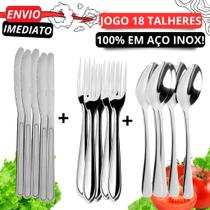 18 Talheres Inox para Cozinha + 6 Garfos + 6 Colheres + 6 Facas Talheres Alta Qualidade Para Casa 18 Talheres Inox para Cozinha + 6 Garfos + 6 Colheres + 6 Facas Talheres Alta Qualidade Para Casa