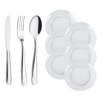 18 Talheres Inox Refeição 6 Pratos Astral Sopa Fundos 18 Talheres Inox Refeição 6 Pratos Astral Sopa Fundos