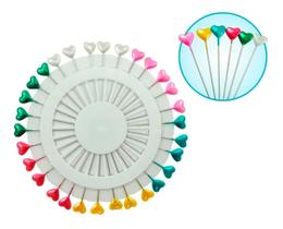 180 Alfinetes Longos Cabeça Coração 52mm Arranjos Artesanato
