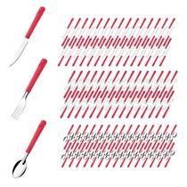 180 Talher Faca Garfo Colher Inox Vermelho Luna Restaurante