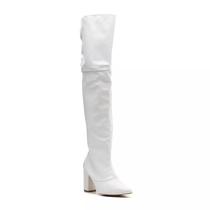 1822FPE-Bota Feminina Over 2 em 1 Salto Alto Grosso Floater Cor:BrancoTamanho:36Genero:Feminino