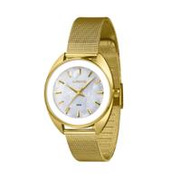 1886542 Relógio Feminino Madripérola Branco Pulseira Dourado Lince