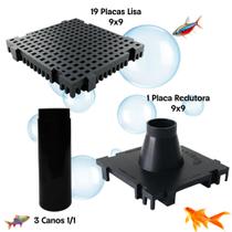 19 Placas Lisa 9x9 + 3 Canos 1/1 + 1 Placa Redutora 9x9 - Aquario e Lagos