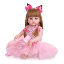 19in Handmade Cuddle Doll Soft Toy Lifelike Reborn Newborns Great Company - Olhos castanhos