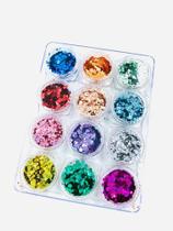 1kit 12 Cores Glitter Flocado P/ Encapsulamento Unha Acrigel