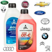 1L Aditivo para Radiador Líquido de arrefrecimento Orgânico OT-C Laranja Concentrado Original Tirreno + 1L Àgua Desmineralizada GM FIAT Ford Jeep PSA