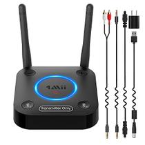 1Mii B06TX Transmissor Bluetooth 5.0 para TV para fone de ouvido/alto-falante sem fio, adaptador Bluetooth para TV w/Controle de Volume, AUX/RCA/Optical/Coaxial Entradas de Áudio, Plug n Play, aptX Low Latncy & HD