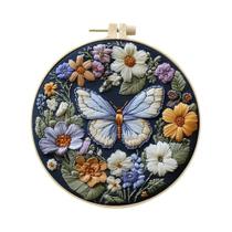 1pc borboleta animal flor bordado kit com agulhas fios de argola artesanal decoração da sala estar 1pc borboleta animal flor bordado kit com agulhas fios de argola artesanal decoração da sala estar
