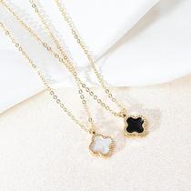 1pc Colar de pingente de trigo cano de quatro folhas elegante para mulheres EM AÇO DOURADO 1pc Colar de pingente de trigo cano de quatro folhas elegante para mulheres EM AÇO DOURADO