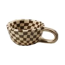 1pc criativo cerâmica xadrez padrão xícara de chá, xícara de café xadrez irregular