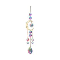 1pc,Crystal Chime Suncatcher,Home Quartos Varanda Sol E Lua Prisma Decor Pingente