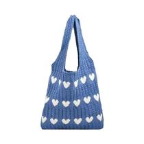 1pc nova bolsa de malha feminina verão artesanal de lã de malha axilas bolsa de ombro amor