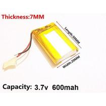 (1pc) Pilha Bateria 3.7v 600 Mah 7mm X 20mm X 30mm 2 Fios