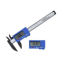 1PC Prata ou Azul LCD Vernier Pinça 0-100mm, Fibra de Carbono