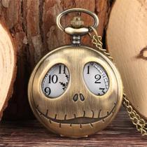 1pc retro na moda moda halloween estranho noite crânio retro relógio de bolso criativo colar relógio