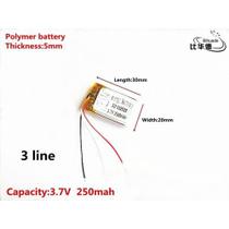(1pcs)bateria 3 Fios 502030 C/ 250mah 5mmx20mmx30mm 3,7v -