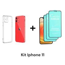 1UN Capa Anti Impacto Reforçada Transparente + 3UN Películas Cerâmica 9D Flexível Para Iphone 11