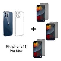 1UN Capa Anti Impacto Transparente + 3UN Películas 3D De Vidro Privacidade Para Iphone 13 PRO MAX