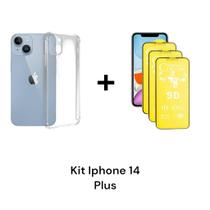 1UN Capa Capinha Anti Impacto + 3UN Películas Protetoras Fosca 9D Para Iphone 14 PLUS