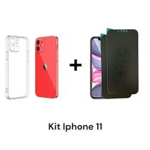 1UN Capa Capinha Reforçada + 2UN Película Fosca Flexível Anti Espião Para Iphone 11
