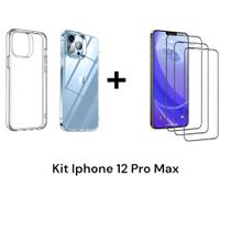1UN Capa Capinha Transparente + 3UN Películas 3D Vidro Para Iphone 12 PRO MAX