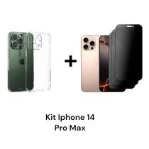1UN Capa Transparente Anti Impacto + 3UN Películas 9D Fosca Privacidade Para Iphone 14 PRO MAX -
