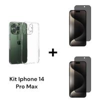 1UN Capinha Anti Impacto Transparente + 2UN Película De Vidro Privacidade Para Iphone 14 PRO MAX 1UN Capinha Anti Impacto Transparente + 2UN Película De Vidro Privacidade Para Iphone 14 PRO MAX