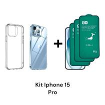 1UN Capinha Capa Anti Impacto + 3UN Películas Flexíveis De Cerâmica para Iphone 15 PRO