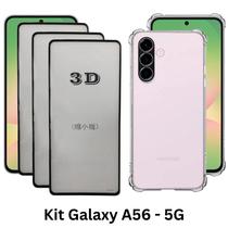 1UN Capinha Silicone TPU Transparente + 3UN Película Frontal de Vidro 3D para Samsung Galaxy A56 5G - LXL 1UN Capinha Silicone TPU Transparente + 3UN Película Frontal de Vidro 3D para Samsung Galaxy A56 5G - LXL
