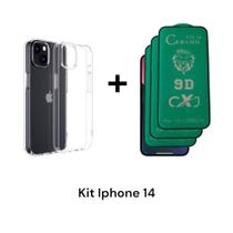 1UN Capinha Transparente Anti Impacto + 3UN Películas De Cerâmica 9D Para Iphone 14