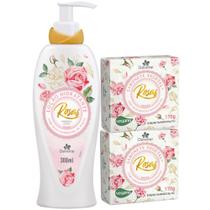 1UN Loção Hidratante Corporal +2UN Sabonete de Rosas