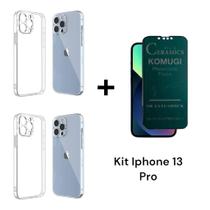 1UN Película Fosca 9D Flexível Privacidade + 2UN Capa Capinha Anti Impacto Transparente Compatível Com Iphone 13 PRO