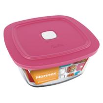 1UNI Pote Quadrado de Vidro c/ Tampa Cor Sortida 500ML Marinex