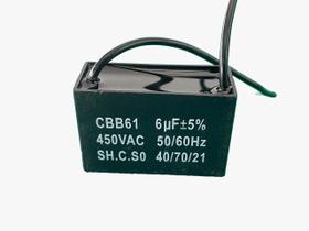 1x Capacitor Partida 6uf/450v Fio 47x19x31mm Cbb61