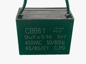 1x Capacitor Partida 9uf/450v Fio 48x26x38mm Cbb61
