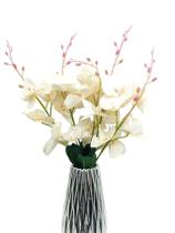 1x Flor Orquídea Buquê Com 5 Galhos E 20 Flores Com Folhas