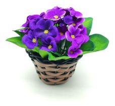 1x Plantinha Buquê De Violetas Flores Artificiais Com Folha