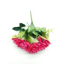 1x Rosa Artificial Buque Galho Com 5 Flores Cores Diversas Flor