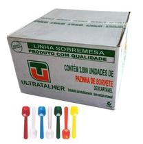 2.000 Pinha P/Sorvete Colher Colorida 7,5Cm Ultrat (1Cx)