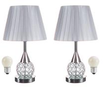 2 Abajur Luminária Quarto Sala mesa de cabeceira Cristal Led + Lampada 2 Abajur Luminária Quarto Sala mesa de cabeceira Cristal Led + Lampada