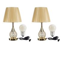 2 Abajur Luminária Quarto Sala mesa de cabeceira Cristal Led + Lampada