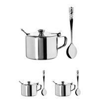 2 Açucareiro Inox luxo Com Colher restaurante hotel c/ tampa 2 Açucareiro Inox luxo Com Colher restaurante hotel c/ tampa