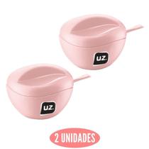 2 Açucareiros Premium Rosa com Colher UZ Livre de BPA 2 Açucareiros Premium Rosa com Colher UZ Livre de BPA