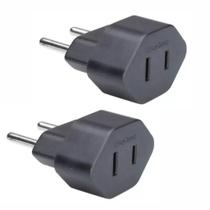 2 Adaptador 2 Pinos 10A Americano Chato P Redondo Margirius 2 Adaptador 2 Pinos 10A Americano Chato P Redondo Margirius