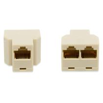 2 Adaptador Duplicador Para Cabo De Rede Rj45 Fêmeas Bege - SOLUCAO