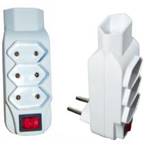 2 Adaptador Tomada 4 Saídas Interruptor Branco Pino Multiplicador