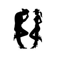 2 Adesivo Cowboy CowGirl 20 cm x 14 cm - Preto 2 Adesivo Cowboy CowGirl 20 cm x 14 cm - Preto
