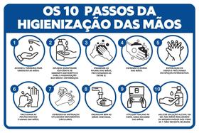 2 Adesivo Vinil 10 Passos da Higienizacao das Maos 30x20cm