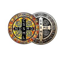 2 Adesivos Medalha de São Bento 10cm Vitral e Bronze