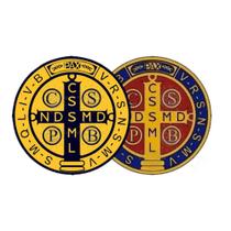 2 Adesivos Medalha de São Bento Amarelo e Tradicional 6cm